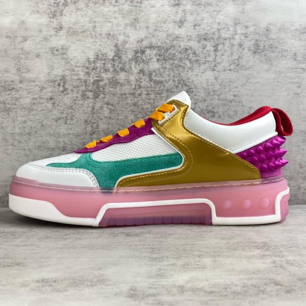 Christian Louboutin CL Astroloubi Low Top Skateboard Shoes White Purple Yellow