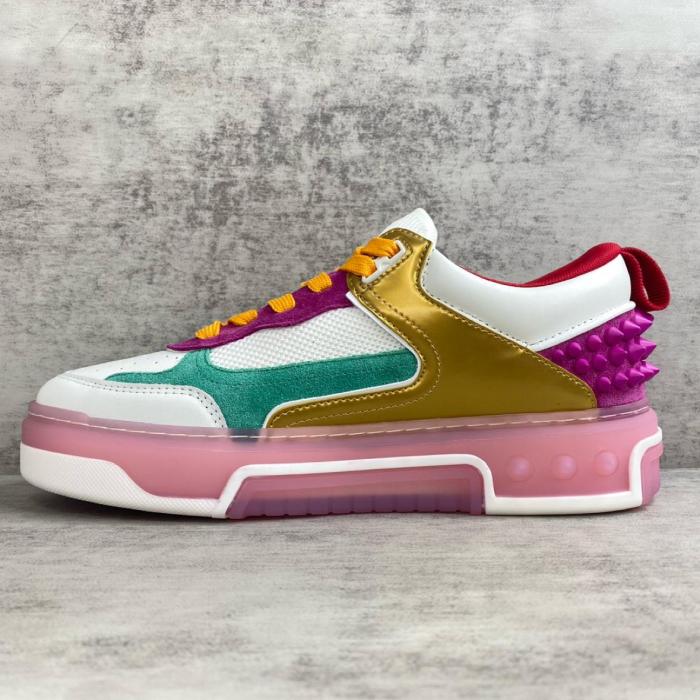 Christian Louboutin CL Astroloubi Low Top Skateboard Shoes White Purple Yellow