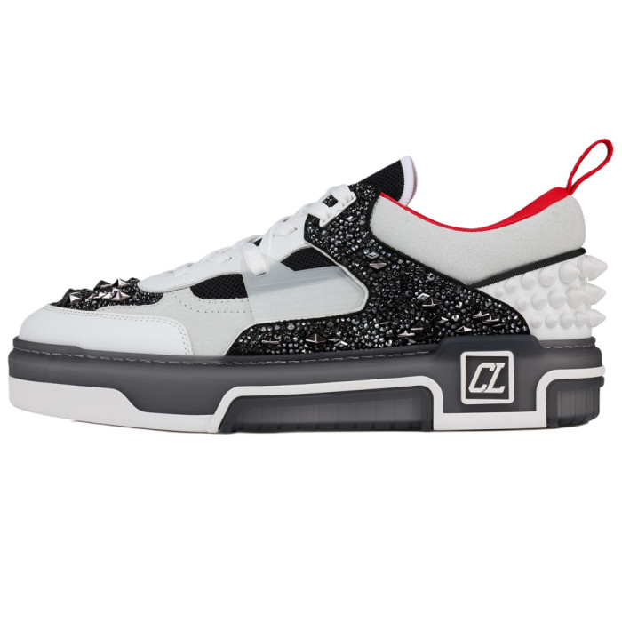 Christian Louboutin CL LUBOTING Astroloubi Strass Eternity Low Top Skateboard Shoes Men's White