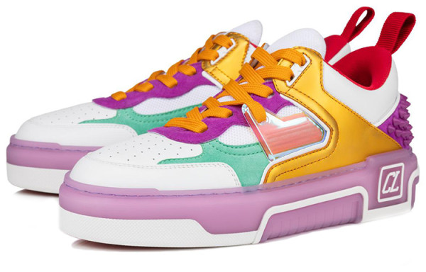 Christian Louboutin CL Astroloubi Low Top Skateboard Shoes White Purple Yellow
