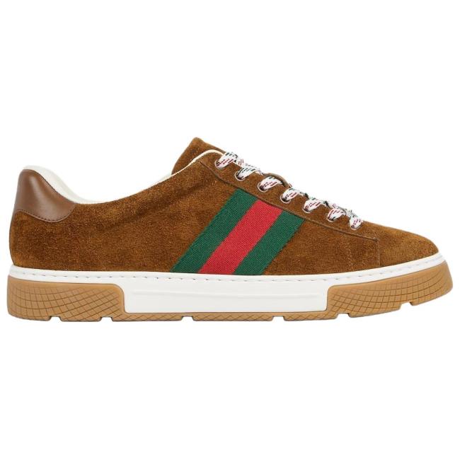 GUCCI ACE Low top Skateboard Shoes Men's Brown