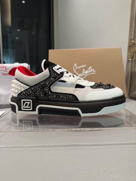 Christian Louboutin CL LUBOTING Astroloubi Strass Eternity Low Top Skateboard Shoes Men's White
