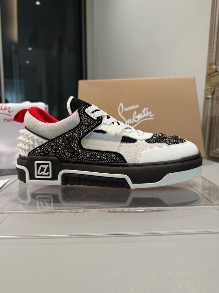 Christian Louboutin CL LUBOTING Astroloubi Strass Eternity Low Top Skateboard Shoes Men's White