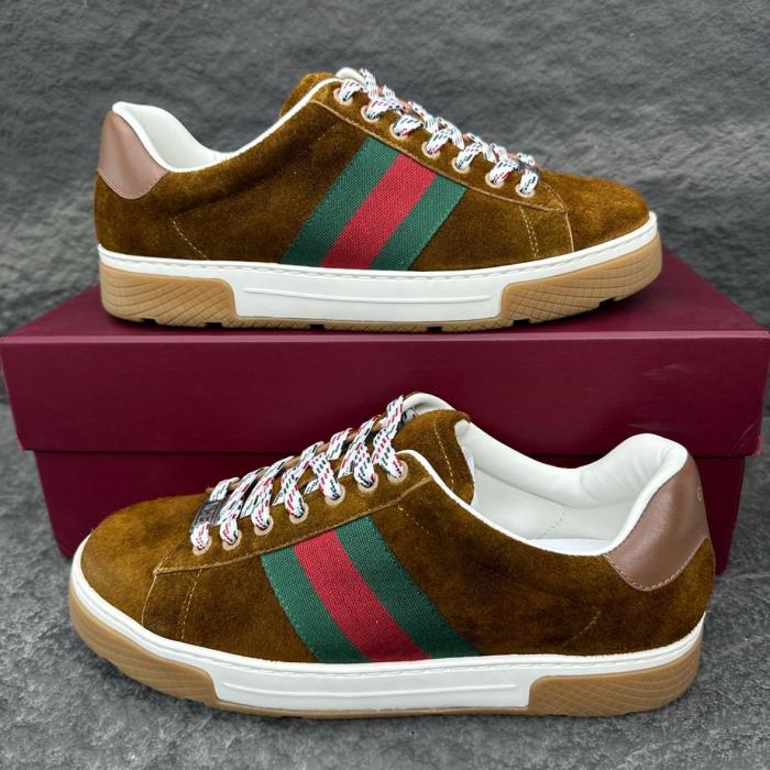 GUCCI ACE Low top Skateboard Shoes Men's Brown