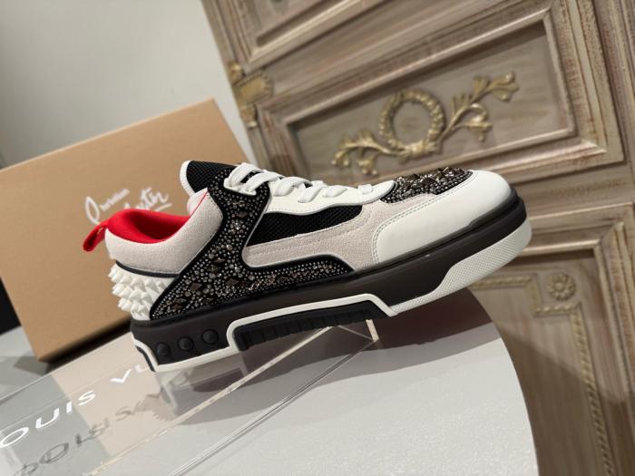 Christian Louboutin CL LUBOTING Astroloubi Strass Eternity Low Top Skateboard Shoes Men's White