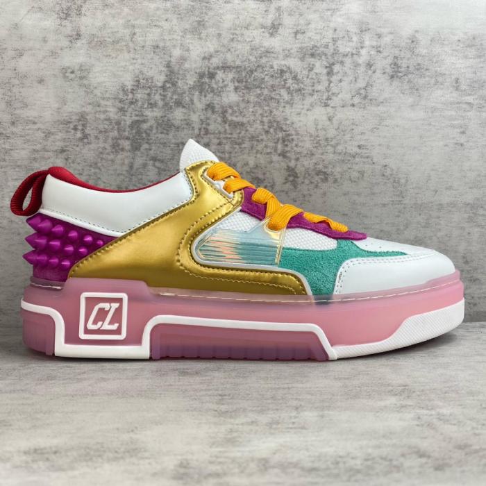 Christian Louboutin CL Astroloubi Low Top Skateboard Shoes White Purple Yellow