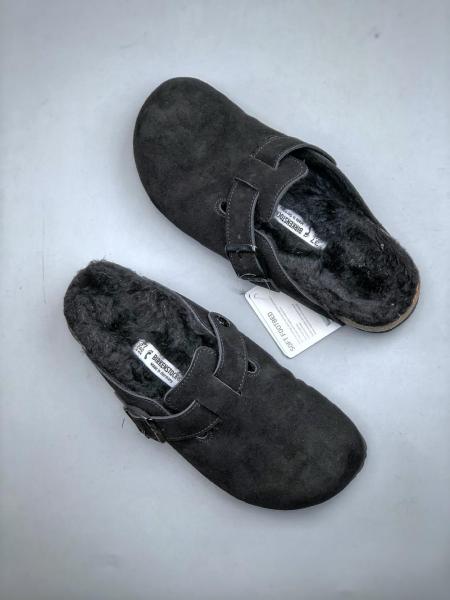 Birkenstock Boston Shearling Suede Leather Black