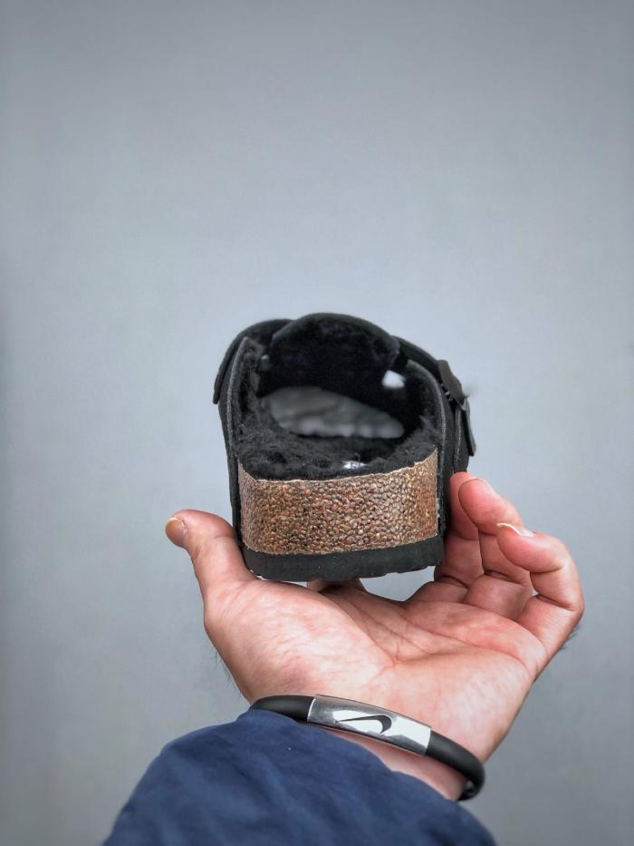 Birkenstock Boston Shearling Suede Leather Black