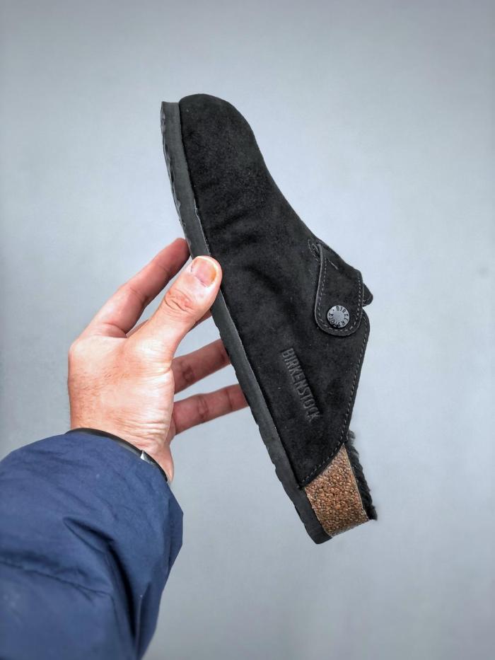 Birkenstock Boston Shearling Suede Leather Black