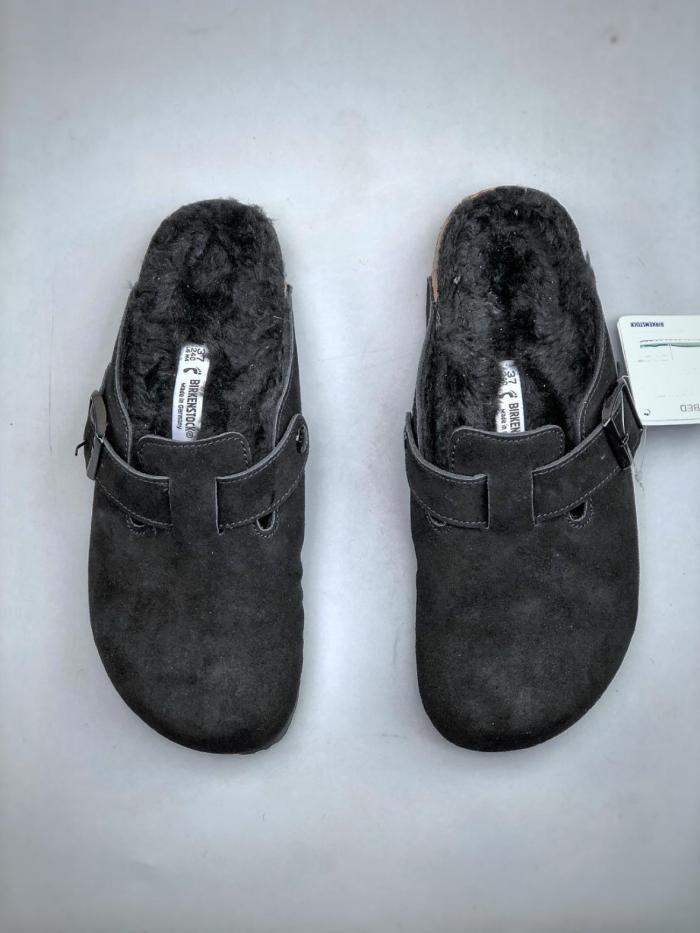 Birkenstock Boston Shearling Suede Leather Black