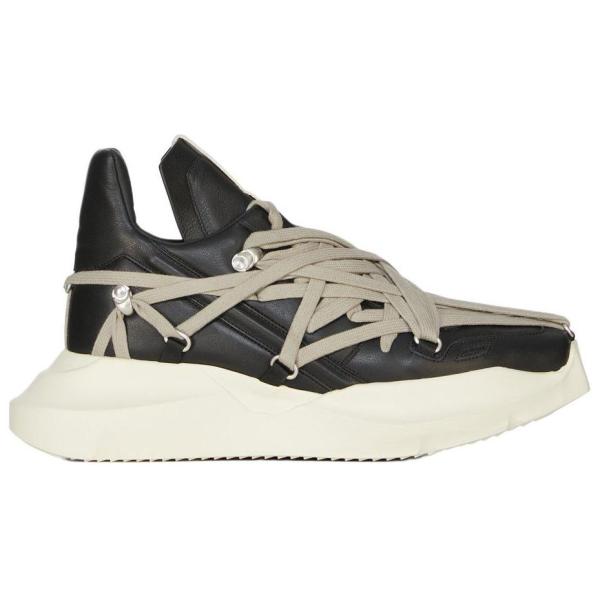 RICK OWENS/RO Megalace Geth Cow Leather Low top Casual Shoes Men's Gray Black