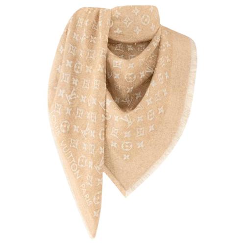 LOUIS VUITTON Cotton Shawls Women's Light Umber M96832 142.5*142.5cm