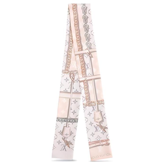 LOUIS VUITTON Silk Hair Bands Women's Light Pink M70637 120*8cm