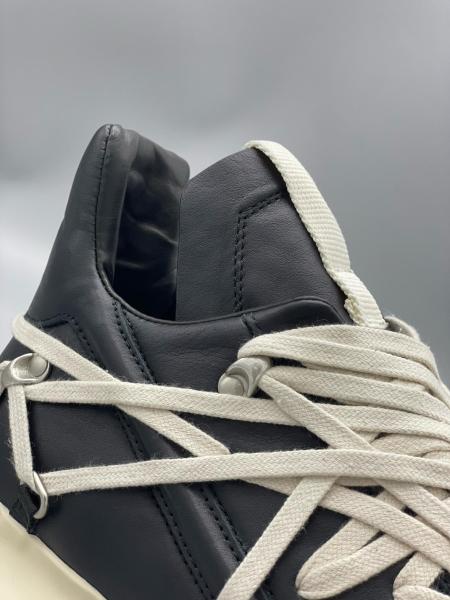 RICK OWENS/RO Megalace Geth Cow Leather Low top Casual Shoes Men's Gray Black