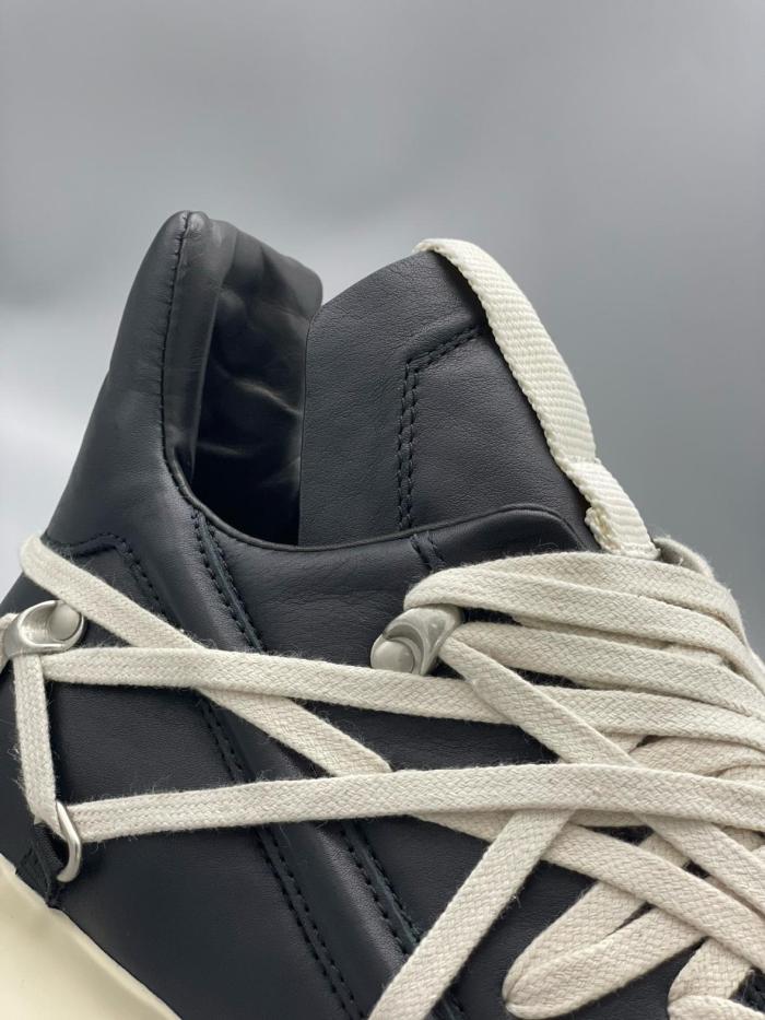 RICK OWENS/RO Megalace Geth Cow Leather Low top Casual Shoes Men's Gray Black