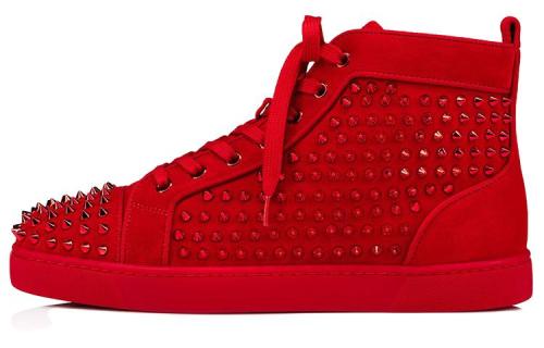 Christian Louboutin CL Louboutin Louis Orlato Flat High Top Stylish Skateboarding Shoes Red