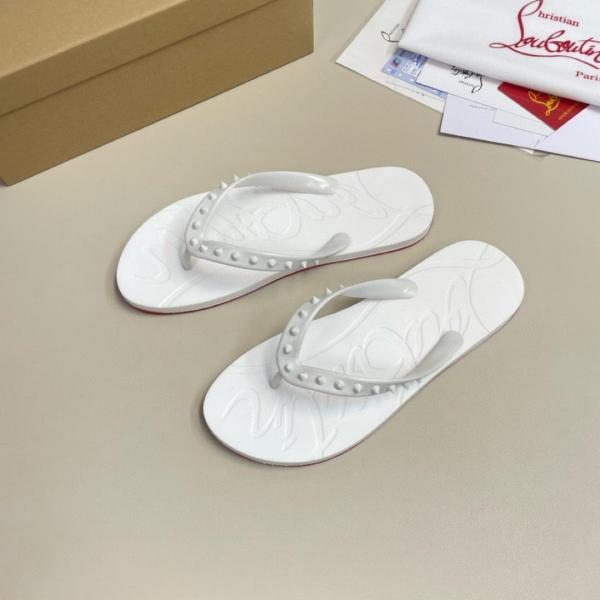 Christian Louboutin Loubi Flip Slide White White