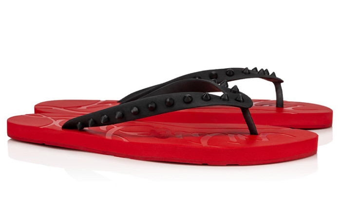 Christian Louboutin CL LUBOTING Odor Resistant Flip Flops Black Red