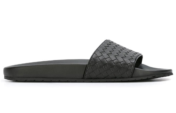 Bottega Veneta Intrecciato Slide Slippers Men's Black