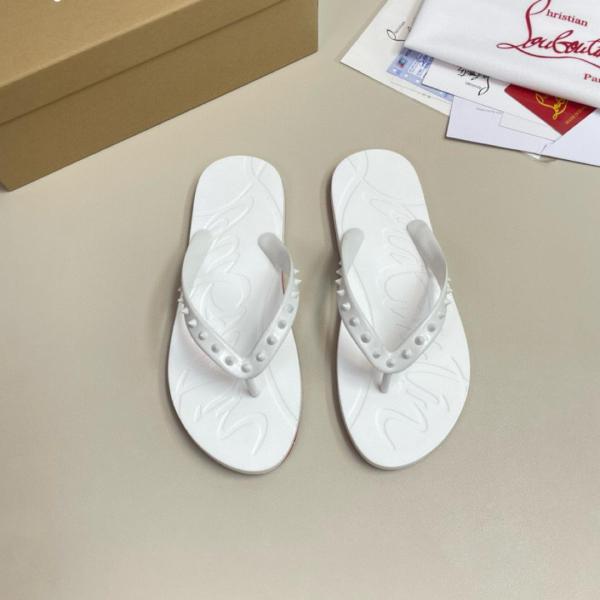 Christian Louboutin Loubi Flip Slide White White