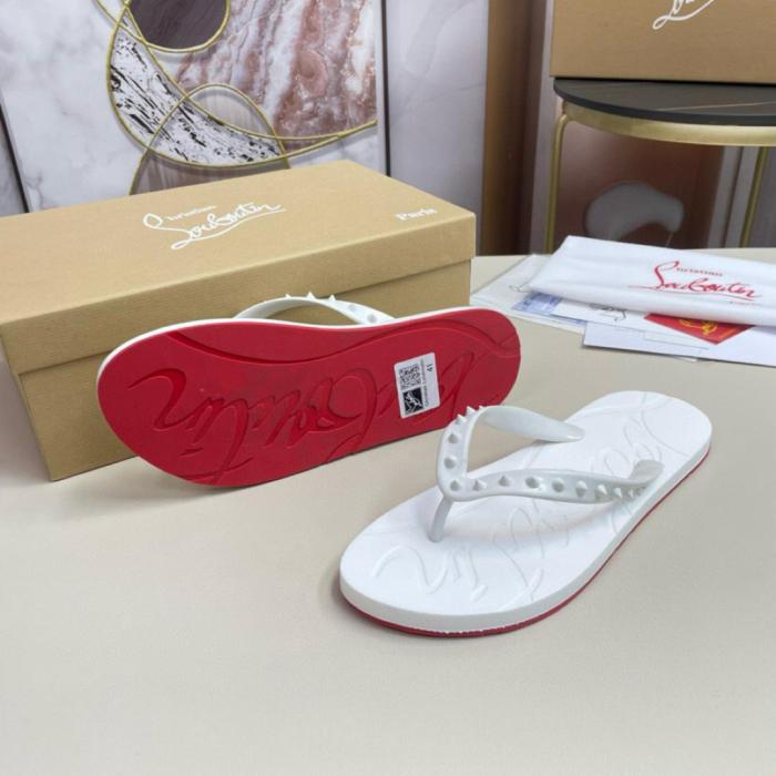 Christian Louboutin Loubi Flip Slide White White