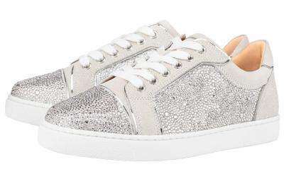 Christian Louboutin CL Low top Skateboard Shoes Women's Silver