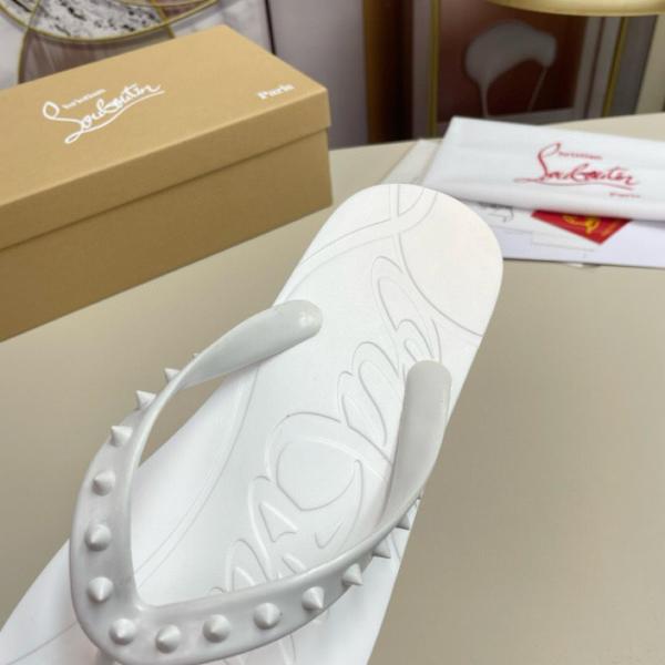Christian Louboutin Loubi Flip Slide White White