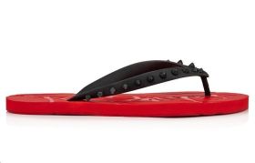 Christian Louboutin CL LUBOTING Odor Resistant Flip Flops Black Red