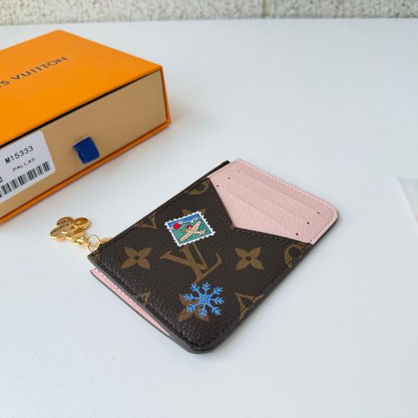 LOUIS VUITTON Romy Logo Card Holder Regular Women's Brown & Pink M15333 size 12*0.8*8 cm