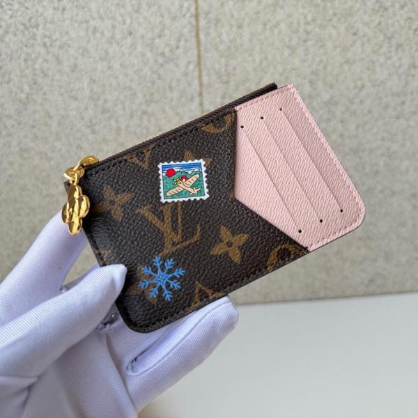 LOUIS VUITTON Romy Logo Card Holder Regular Women's Brown & Pink M15333 size 12*0.8*8 cm