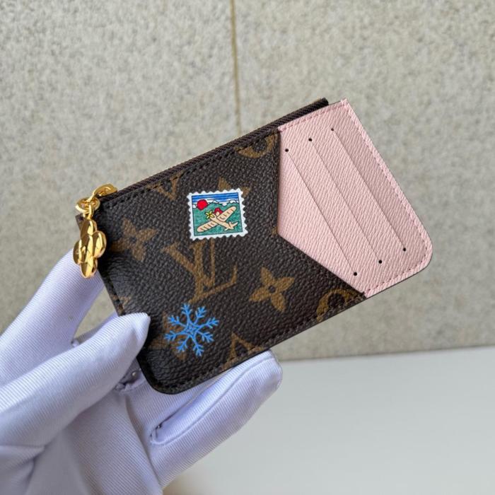 LOUIS VUITTON Romy Logo Card Holder Regular Women's Brown & Pink M15333 size 12*0.8*8 cm