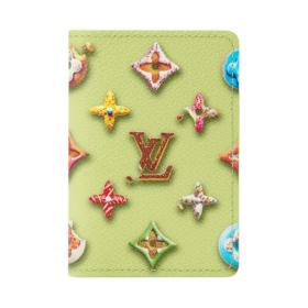 LOUIS VUITTON Monogram Donuts Coated Canvas Card Holder Men's Green M28044 size 7.5*1*11.1cm