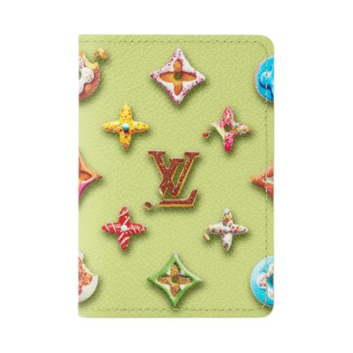 LOUIS VUITTON Monogram Donuts Coated Canvas Card Holder Men's Green M28044 size 7.5*1*11.1cm