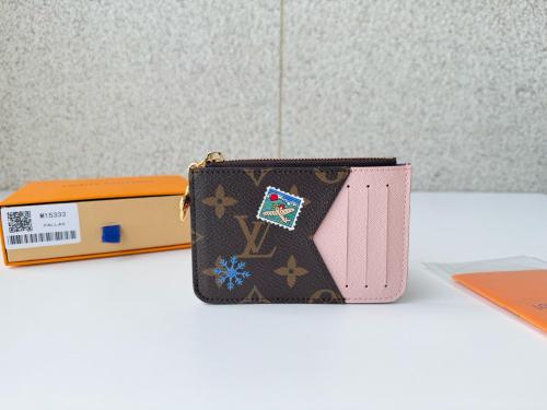 LOUIS VUITTON Romy Logo Card Holder Regular Women's Brown & Pink M15333 size 12*0.8*8 cm