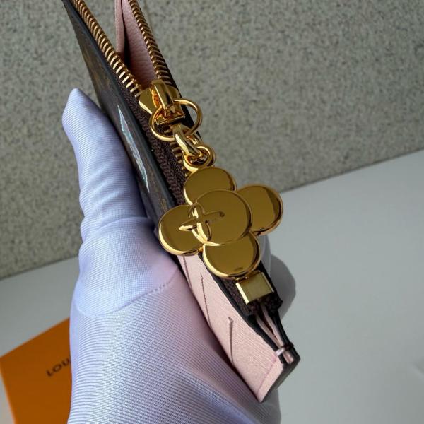 LOUIS VUITTON Romy Logo Card Holder Regular Women's Brown & Pink M15333 size 12*0.8*8 cm