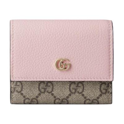 GUCCI GG Marmont Leather Wallet Mini Women's Pink & Beige & Brown 837957-AAFXM-5743 size 10*1.5*8cm