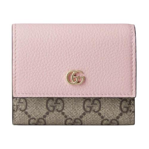 GUCCI GG Marmont Leather Wallet Mini Women's Pink & Beige & Brown 837957-AAFXM-5743 size 10*1.5*8cm
