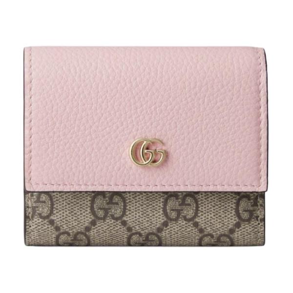 GUCCI GG Marmont Leather Wallet Mini Women's Pink & Beige & Brown 837957-AAFXM-5743 size 10*1.5*8cm