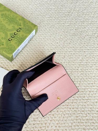 GUCCI GG Marmont Leather Wallet Mini Women's Pink & Beige & Brown 837957-AAFXM-5743 size 10*1.5*8cm