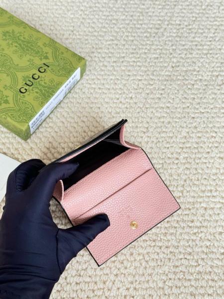 GUCCI GG Marmont Leather Wallet Mini Women's Pink & Beige & Brown 837957-AAFXM-5743 size 10*1.5*8cm