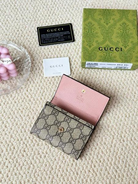 GUCCI GG Marmont Leather Wallet Mini Women's Pink & Beige & Brown 837957-AAFXM-5743 size 10*1.5*8cm