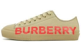 Burberry Gabardine Icon Stripe Logo Print Beige Red