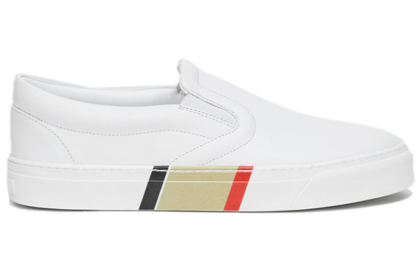 Burberry Cow Leather, Leather Low top Stylish Skateboarding Shoes Bright White