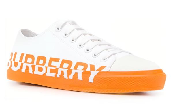 Burberry Larkhall Logo Low Top Canvas Shoes White Orange