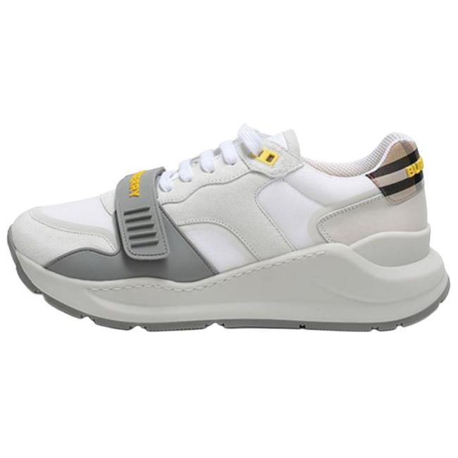 Burberry Cow Suede Low top Athletic Shoes White Gray