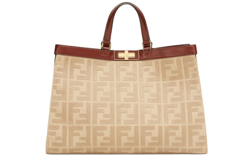 FENDI Canvas One Shoulder Handbag Women's Beige 8BH374A9P6F1E1A size 41*16*29.5cm