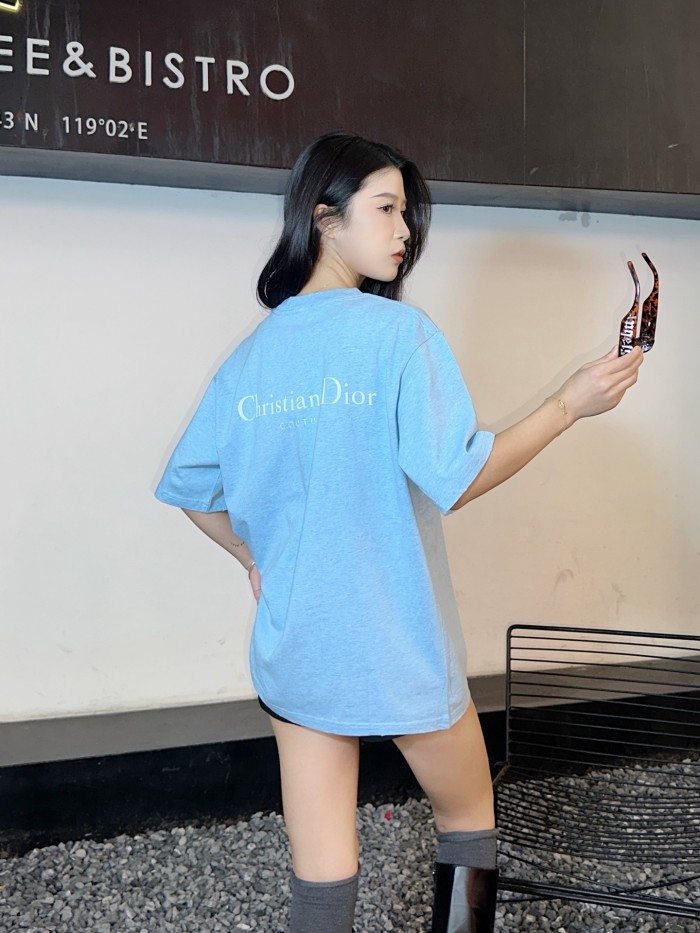 DIOR T Shirts Men's White Crew Neck Moderate Straight Fit