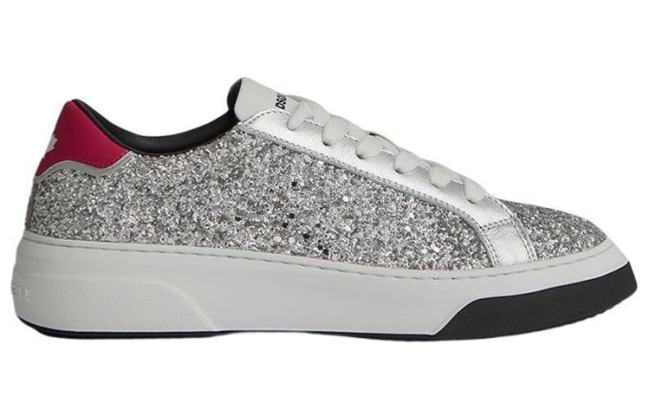 DSQUARED 2 Polyester Casual Stylish Skateboarding Shoes Women's Silver