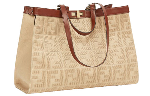 FENDI Canvas One Shoulder Handbag Women's Beige 8BH374A9P6F1E1A size 41*16*29.5cm