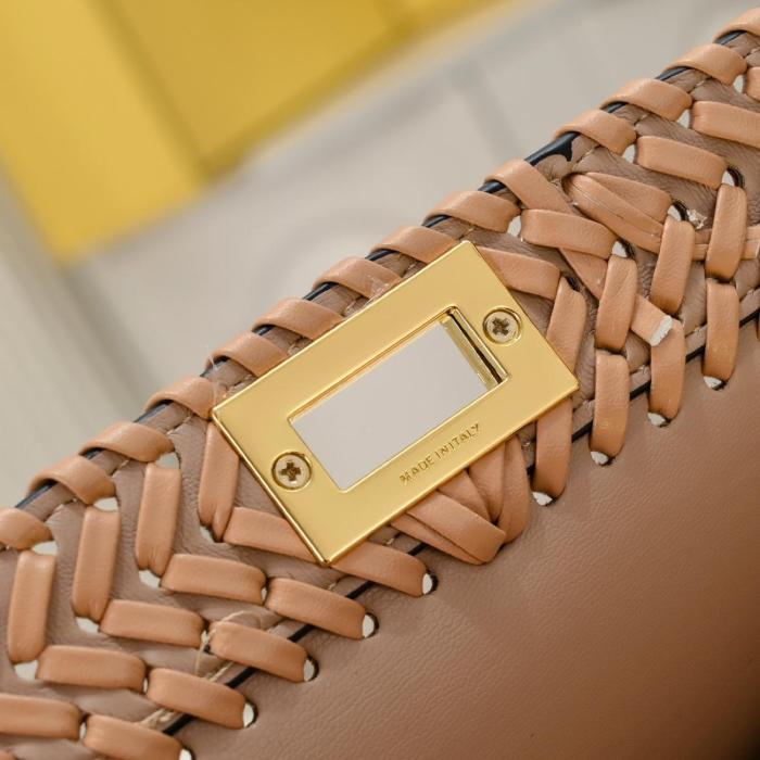 FENDI Peekaboo ISeeU Leather Shoulder Bag, Crossbody Bag, Handbag Small Women's Brown 8BN327-ANX8-F1C6L size 21*11*27cm